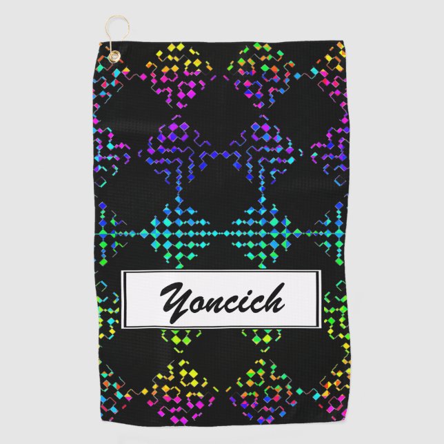 Chequered Moire by Kenneth Yoncich Golf Towel (Front)