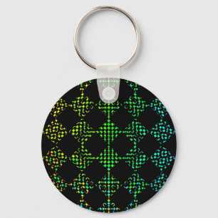 Chequered Moire by Kenneth Yoncich Key Ring