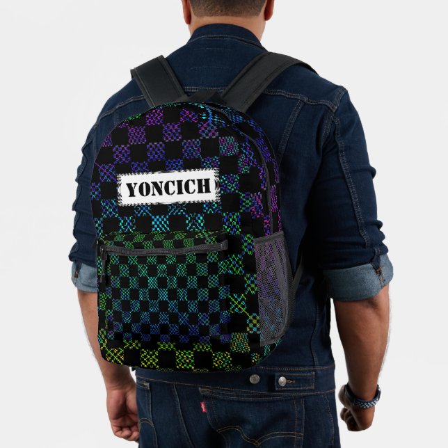 Chequered Moire by Kenneth Yoncich Printed Backpack (Insitu (Model))