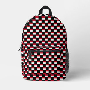 Chequered Monaco Flag Pattern Printed Backpack