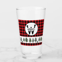 Chequered Monogram Glass Tumbler