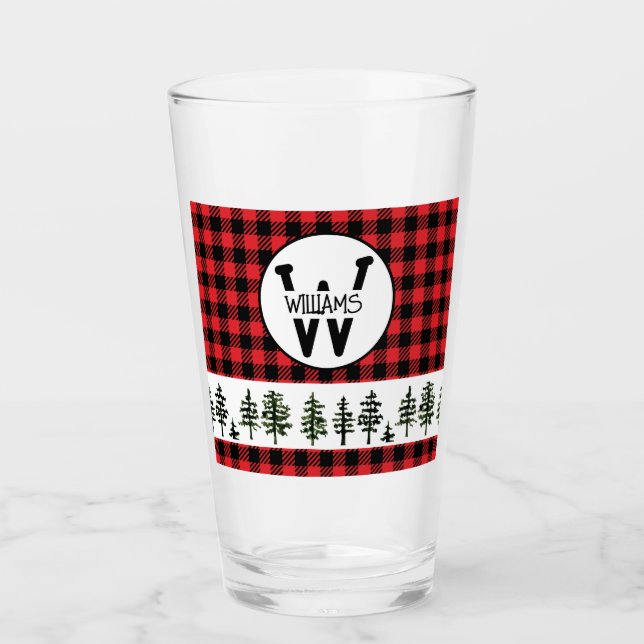 Chequered Monogram Glass Tumbler (Front)