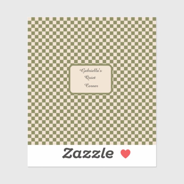 Chequered Moss Green and Beige Quiet Corner Quote (Sheet)