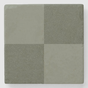 Chequered Moss Green Stone Coaster – Customisable