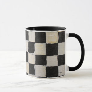 Chequered Mug  Black and White