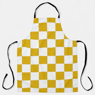 Chequered mustard yellow and White Apron