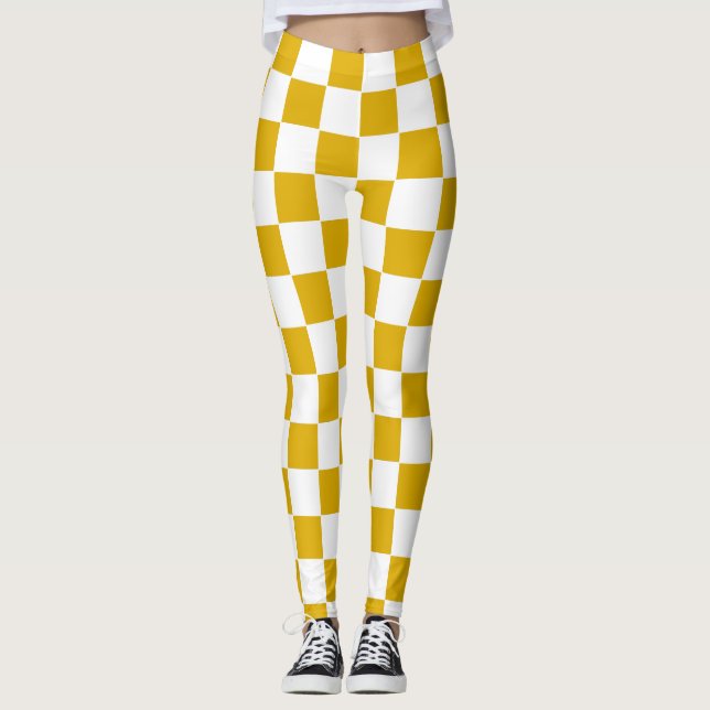 Chequered mustard yellow and White Leggings (Front)