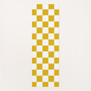 Chequered mustard yellow and White Yoga Mat