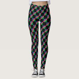 Chequered Namibia Flag Pattern  Leggings