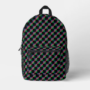 Chequered Namibia Flag Pattern Printed Backpack