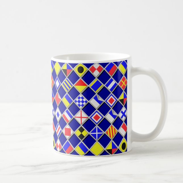 Chequered Nautical Signal Flags Decor Coffee Mug (Right)