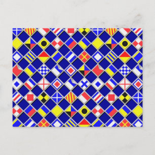 Chequered Nautical Signal Flags Decor Postcard