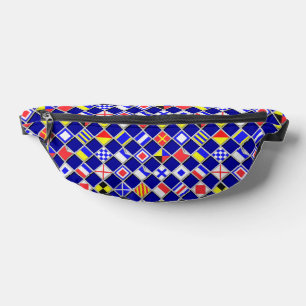 Chequered Nautical Signal Flags Navy Blue Bum Bags