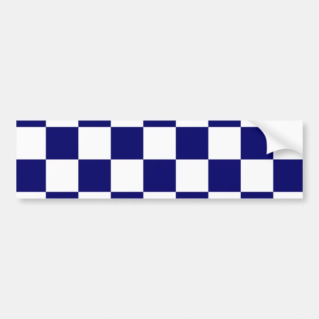 Chequered Navy and White Bumper Sticker (Front)