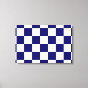 Chequered Navy and White Canvas Print