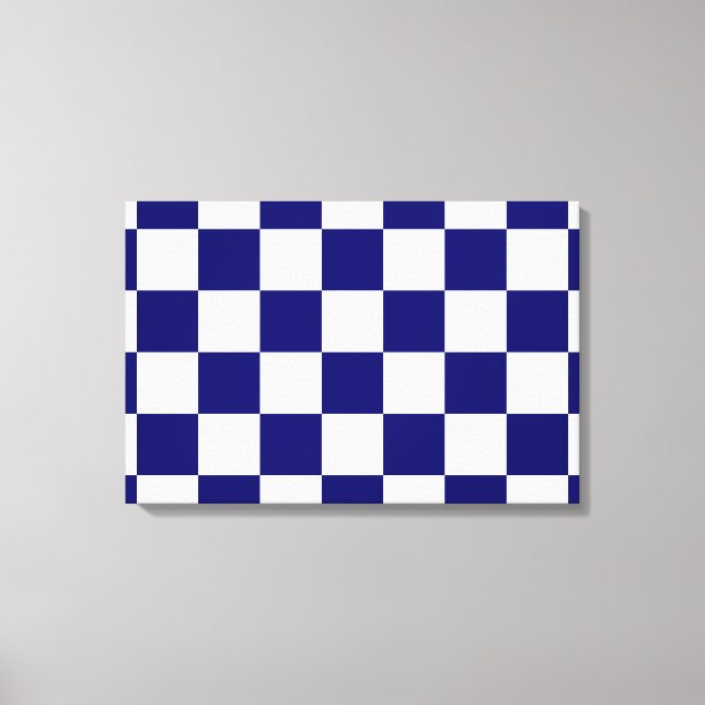 Chequered Navy and White Canvas Print (Front)