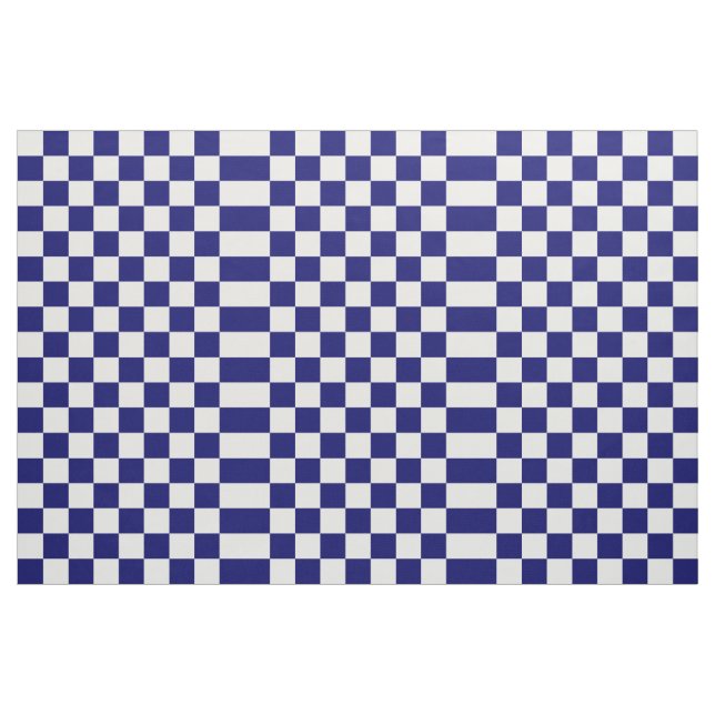 Chequered Navy and White Geometric Fabric (Yard)