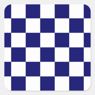 Chequered Navy and White Square Sticker
