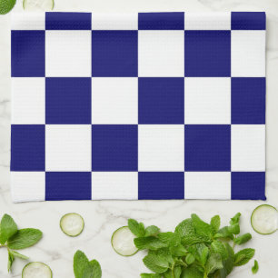 Chequered Navy and White Tea Towel