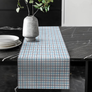 Chequered Navy Table Runner for Kitchen or Party