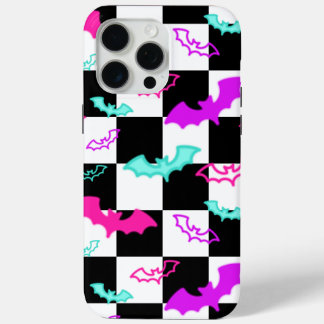 Chequered Neon Bats iPhone 15 Pro Max Case