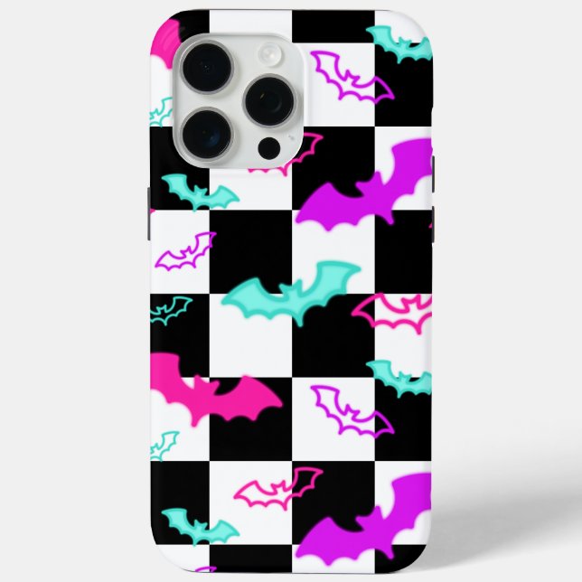 Chequered Neon Bats  Case-Mate iPhone Case (Back)