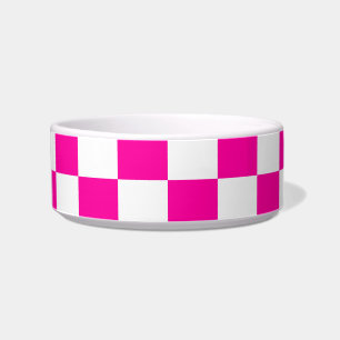 Chequered Neon Pink and White Bowl