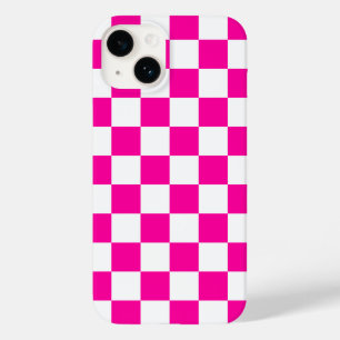 Chequered Neon Pink and White Case-Mate iPhone 14 Case