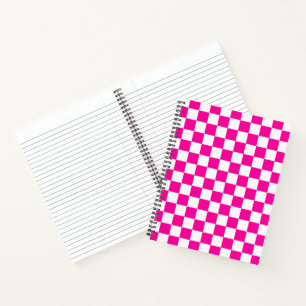 Chequered Neon Pink and White Notebook