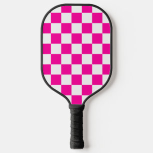 Chequered Neon Pink and White  Pickleball Paddle