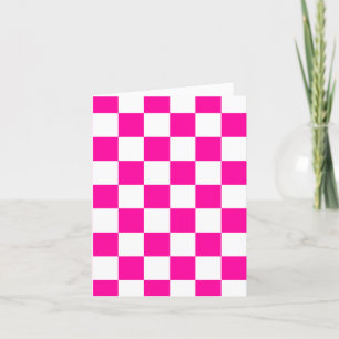 Chequered Neon Pink and White  Thank You Card