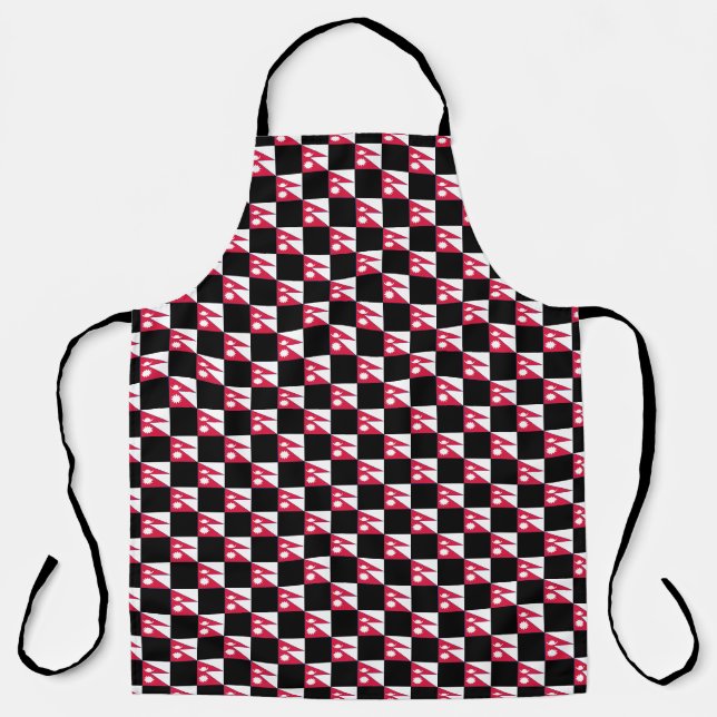 Chequered Nepal Flag Pattern  Apron (Front)