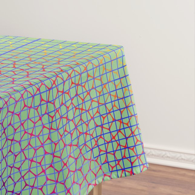 Chequered Net pattern 01 LGreen BG Tablecloth (In Situ)