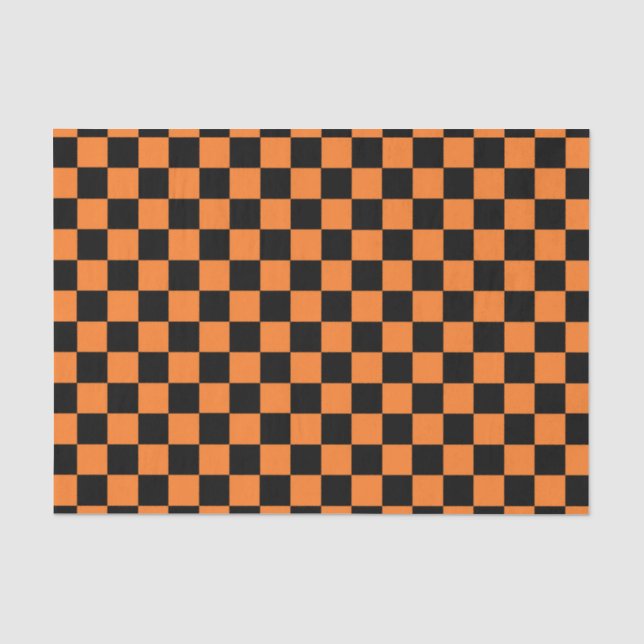 Chequered Orange and Black Tissue Paper (Front)
