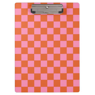 Chequered Orange and Pink Clipboard