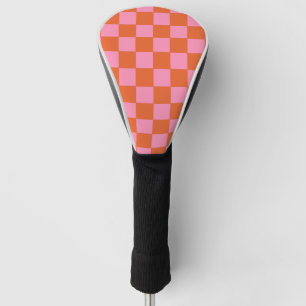 Chequered Orange and Pink Golf Head Cover