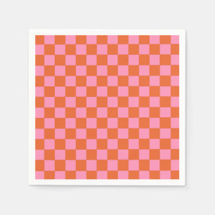 Chequered Orange and Pink  Napkin