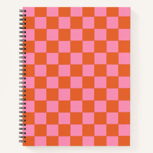 Chequered Orange and Pink Notebook