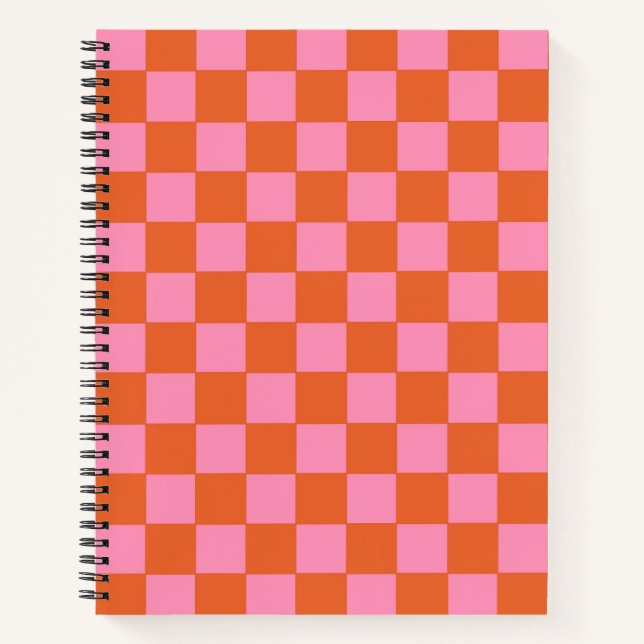 Chequered Orange and Pink  Notebook (Front)