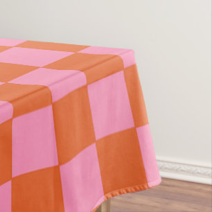 Chequered Orange and Pink  Tablecloth