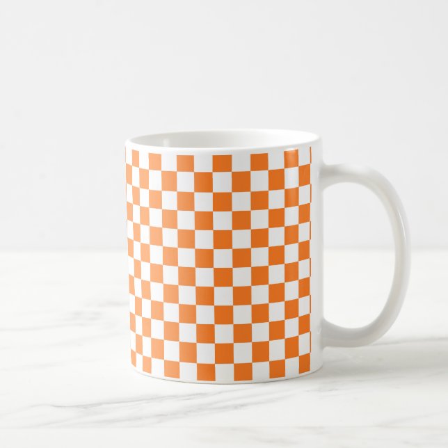 Chequered Orange and White Coffee Mug (Right)