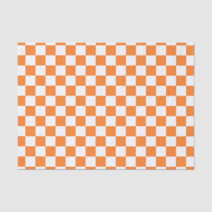 Chequered Orange and White Tissue Paper