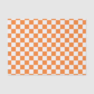 Chequered Orange and White Tissue Paper