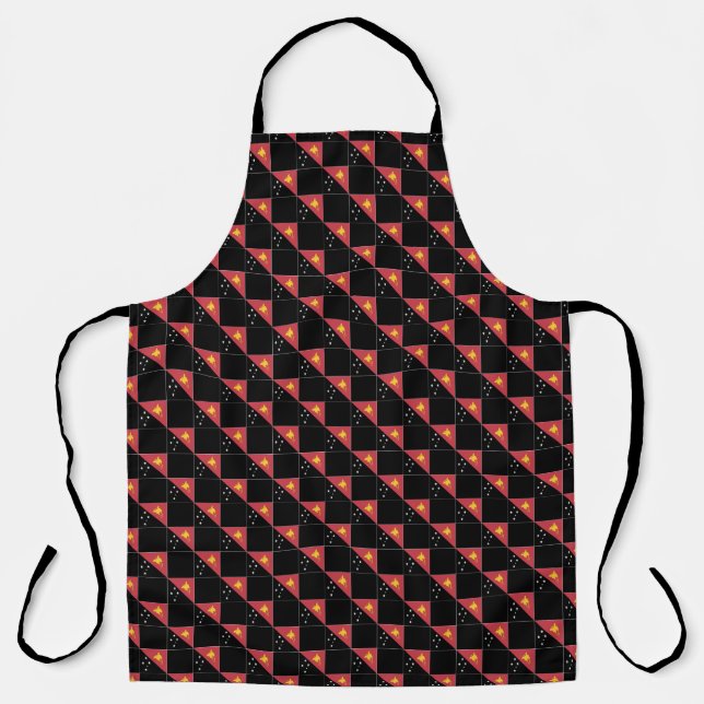 Chequered Papua New Guinea Flag Pattern  Apron (Front)