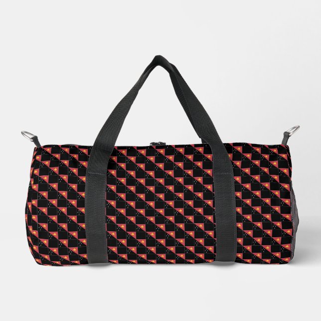 Chequered Papua New Guinea Flag Pattern  Duffle Bag (Front)