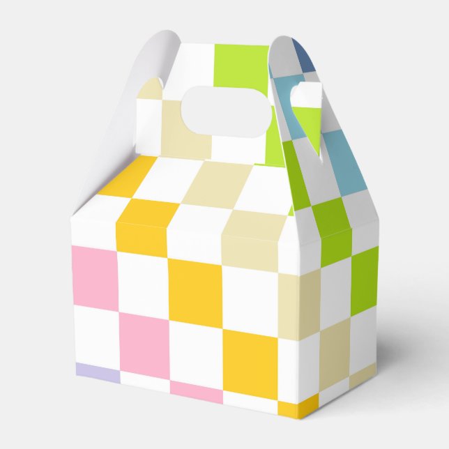 Chequered Pastel Rainbow Favour Box (Front Side)
