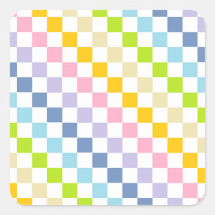 Chequered Pastel Rainbow Square Sticker