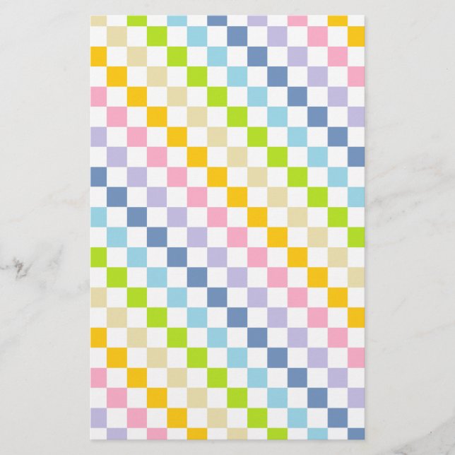 Chequered Pastel Rainbow Stationery (Front)