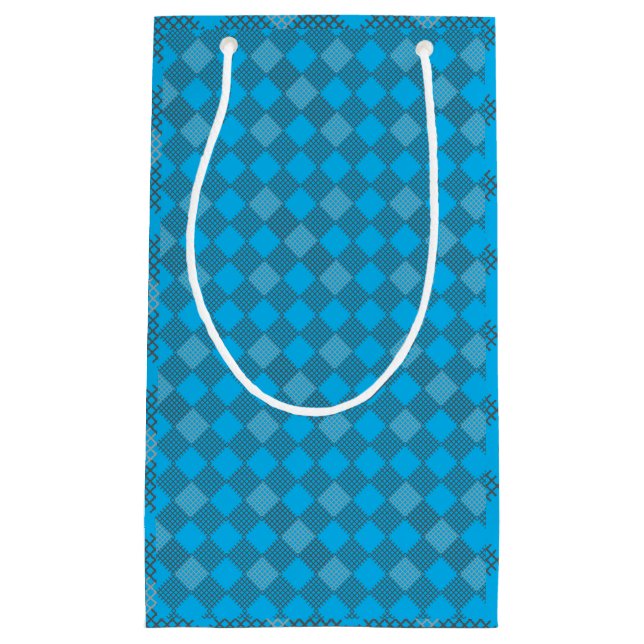 Chequered patches pattern 01 w Lblue BG Small Gift Bag (Front)