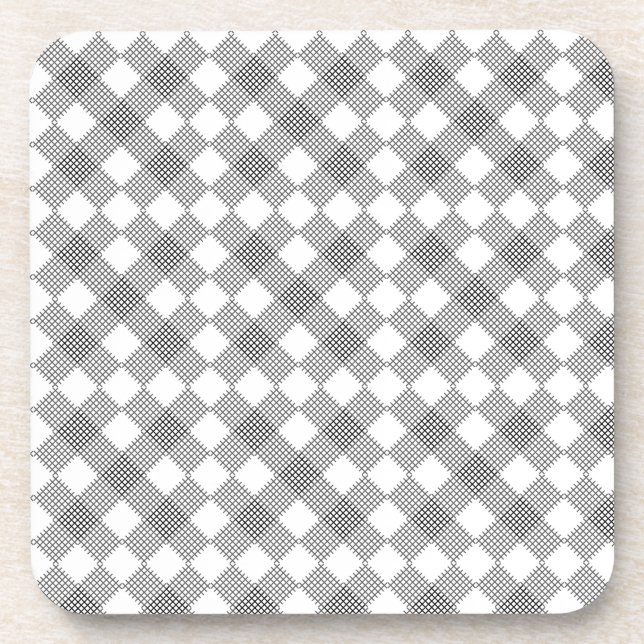Chequered patches pattern black and white   coaster (Front)